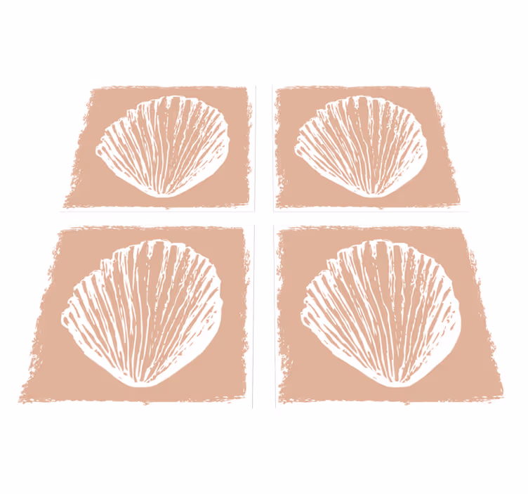 Vinyl tapijt badkamer retro schelpenpatroon beige tegels - TenStickers