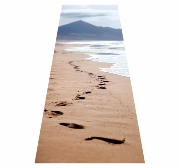 Vinyl tapijt badkamer voetafdruk op het strand - TenStickers