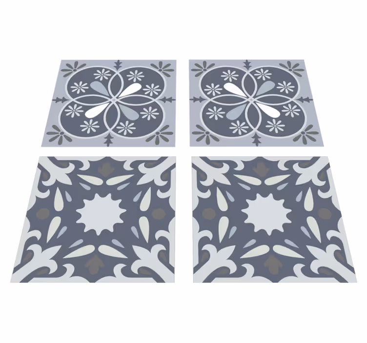 Vinyl tapijt badkamer blauwe originele bloemenstickers - TenStickers