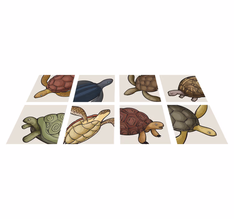 Vinyl tapijt badkamer met verschillende schildpadtegels - TenStickers