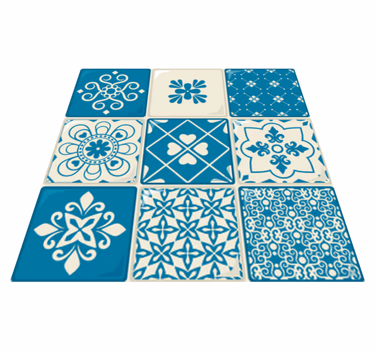 Vinyl tapijt badkamer grijs en blauw patroon - TenStickers