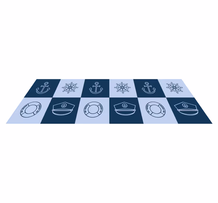 Vinyl tapijt badkamer maritieme symbolen tegels - TenStickers