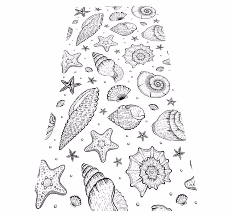 Vinyl tapijt badkamer zeedieren en schelpen douche - TenStickers