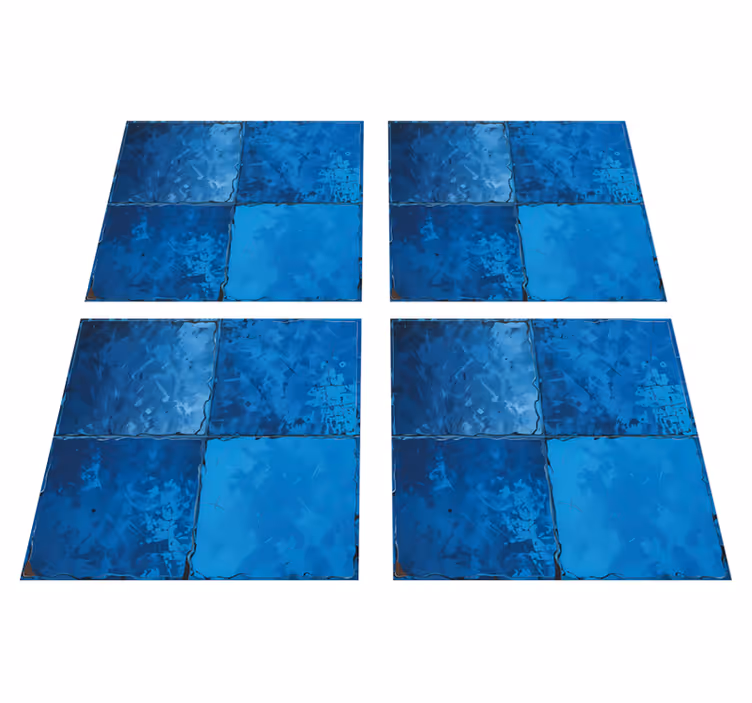 Vinyl tapijt badkamer marineblauw vierkant motief - TenStickers