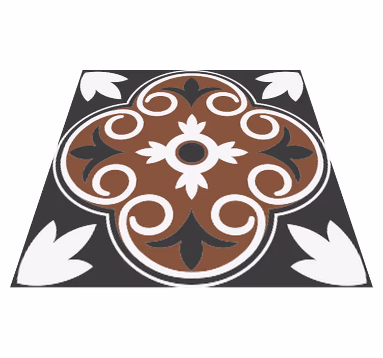 Vinyl tapijt badkamer grijs en bruin vintage patroon - TenStickers