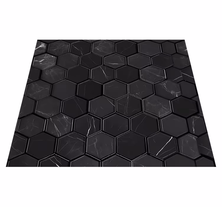 Vinyl tapijt badkamer hexagoon zwart - TenStickers