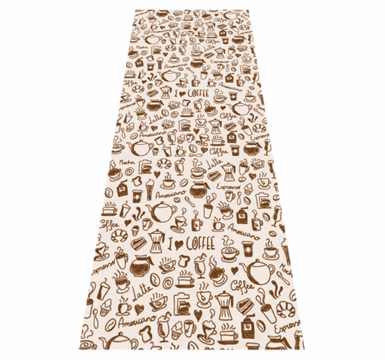 Vinyl tapijt keuken met koffietekening voor deuren - TenStickers