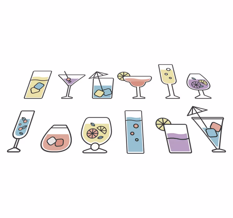 Vinyl tapijt keuken met cocktails sticker - TenStickers