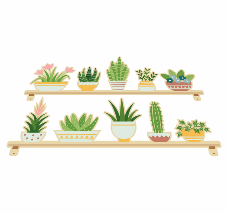 Vinyl tapijt keuken cactus planten set rek - TenStickers