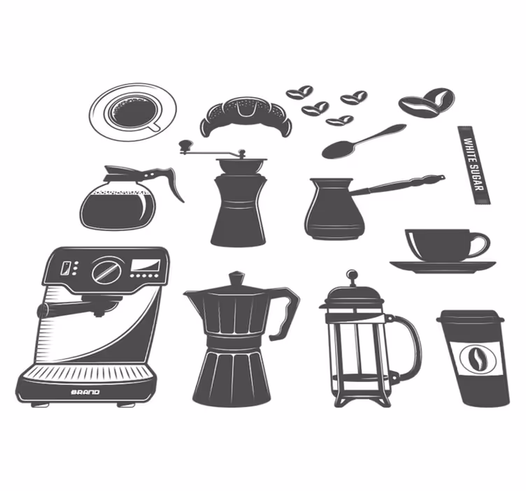 Vinyl tapijt keuken coffee set menu - TenStickers
