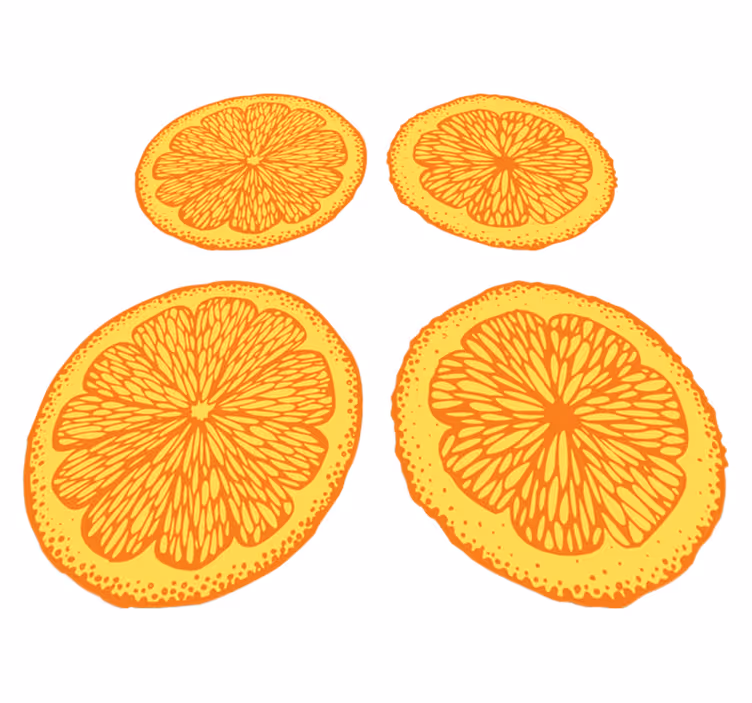 Vinyl tapijt keuken oranje handgetekende patronen stickers - TenStickers