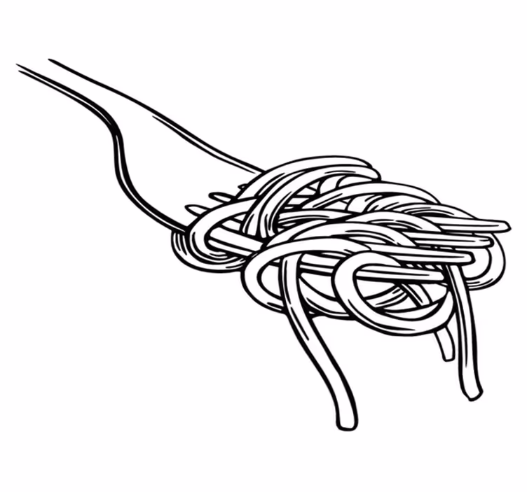 Vinyl tapijt keuken met gravure van spaghettivork - TenStickers