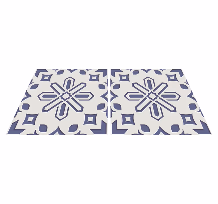 Vinyl tapijt keuken schattige blauw witte cement tegels - TenStickers