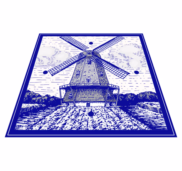 Vinyl tapijt keuken delfts blauw - TenStickers