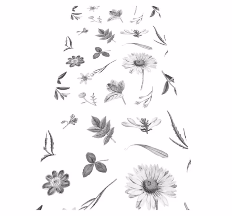 Vinyl tapijt keuken grijze sprintbloemen - TenStickers