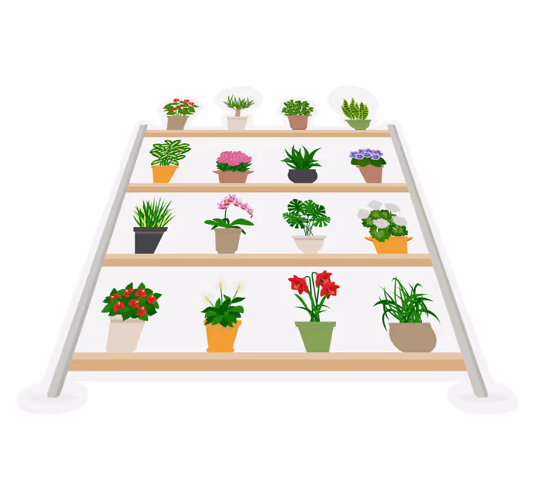 Vinyl tapijt keuken met kamerplanten op planken - TenStickers