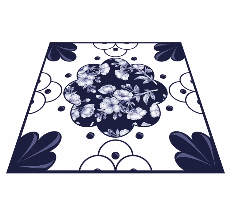 Vinyl tapijt keuken met bloemenpatroon tegels - TenStickers