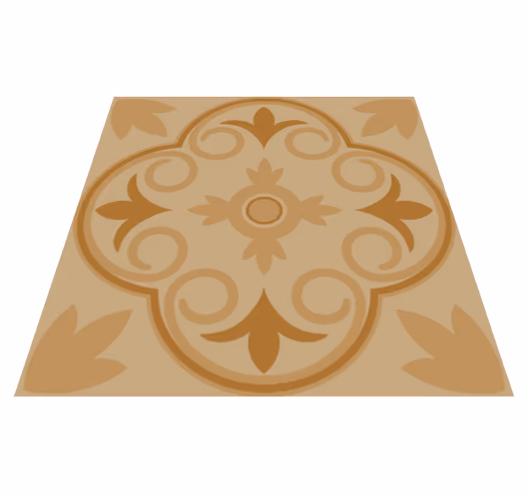 Vinyl tapijt keuken beige vintage bloemenpatroon - TenStickers