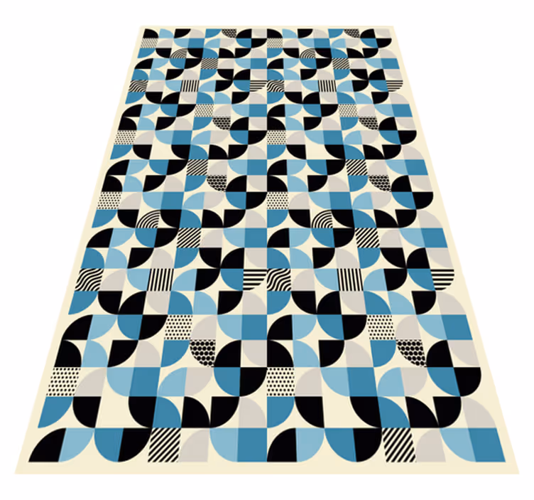 Vinyl tapijt keuken retro blauw bauhaus patroon - TenStickers