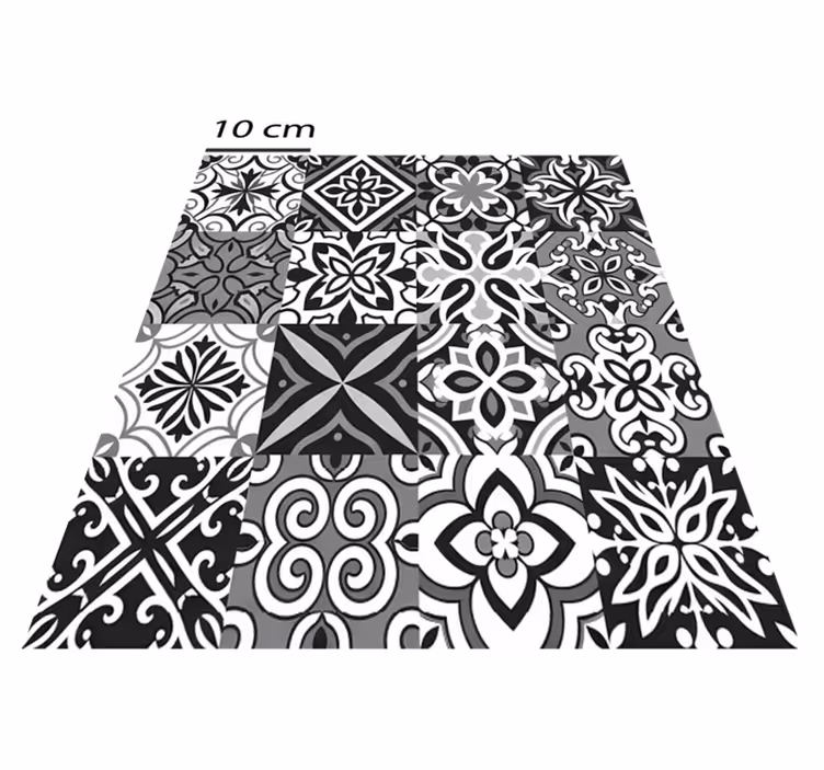 Vinyl tapijt keuken sterke zwarte geometrie contrast - TenStickers