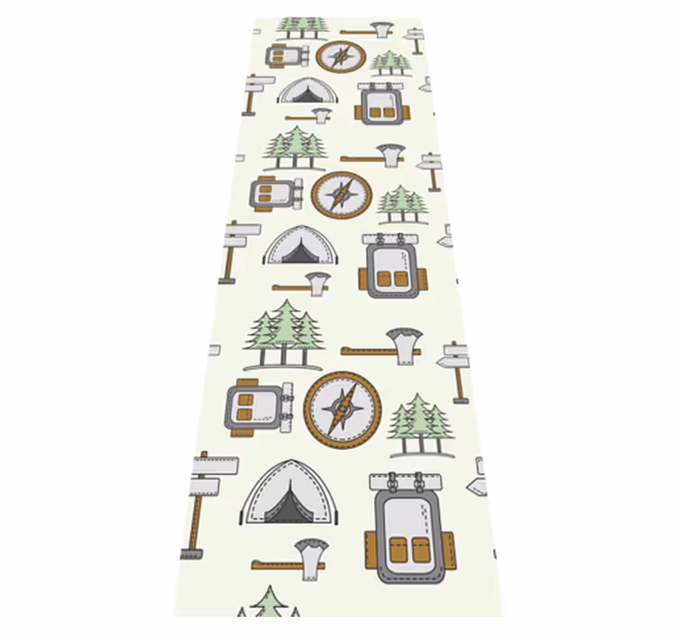 Vinyl tapijt slaapkamer camping tas kom hoofdlamp kompas - TenStickers