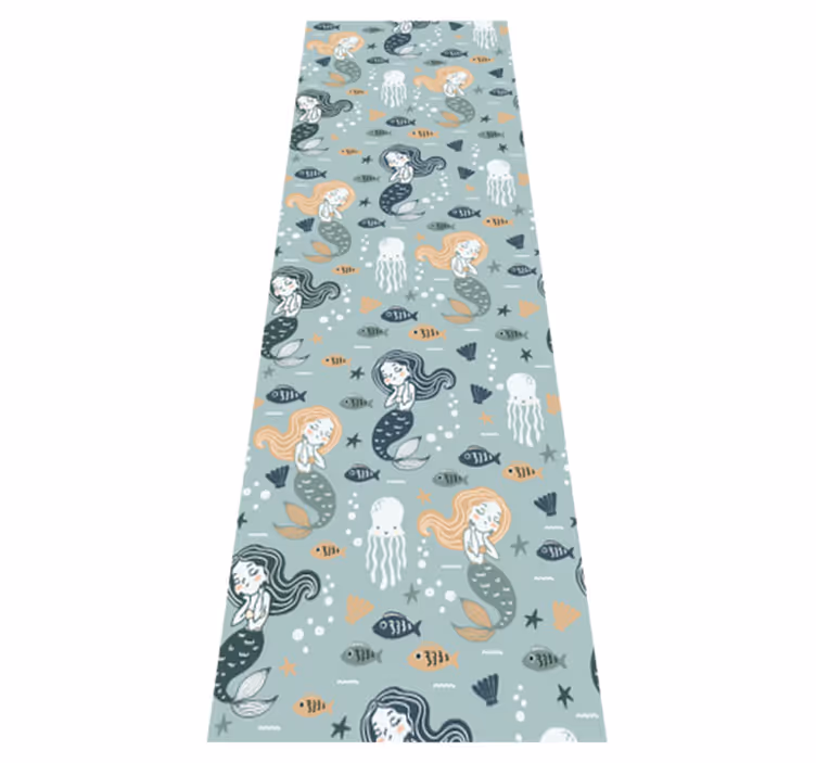 Vinyl tapijt slaapkamer blauw magisch zeemeerminnenpatroon - TenStickers