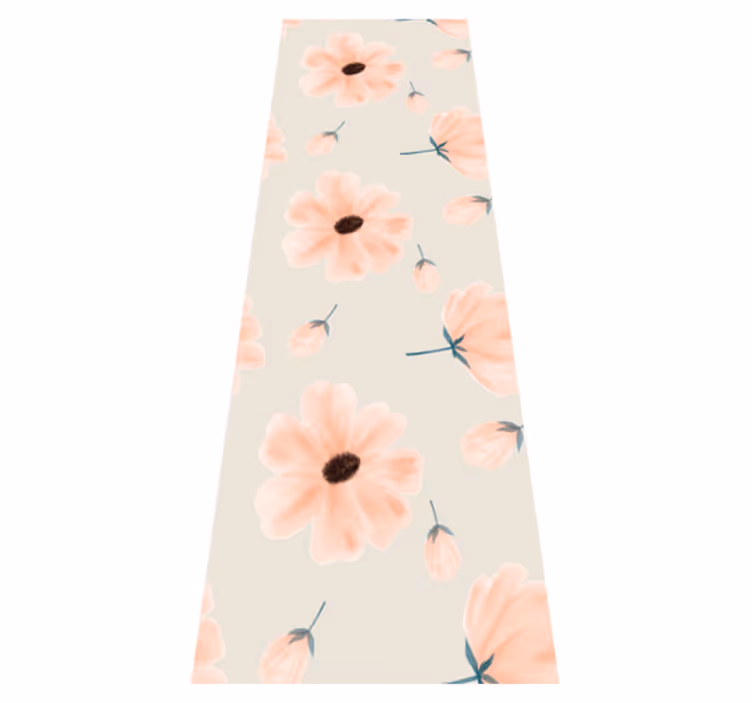 Vinyl tapijt slaapkamer grote bloemen aquarel op beige - TenStickers