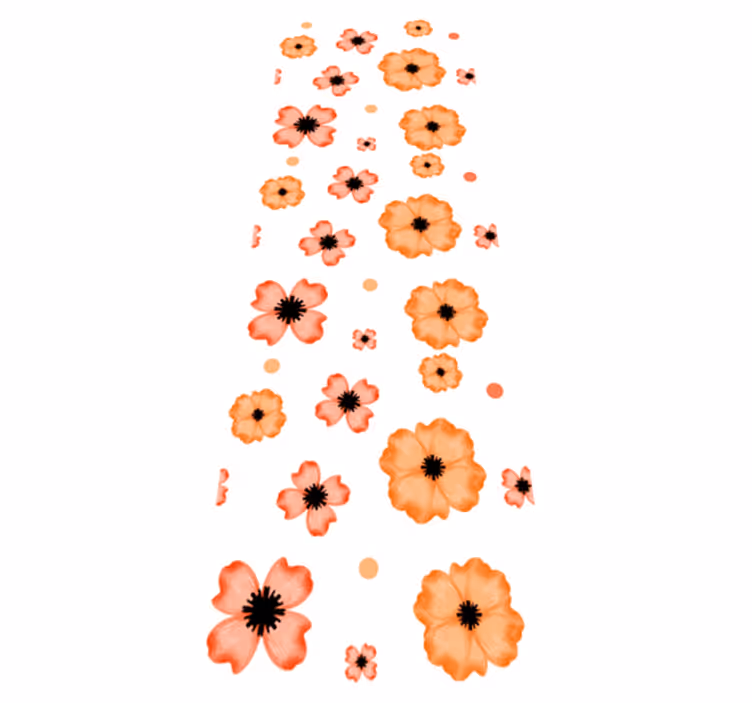Vinyl tapijt slaapkamer oranje en roze aquarel patroon - TenStickers