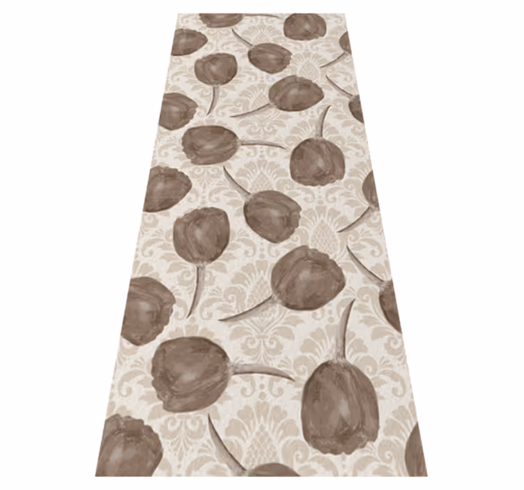Vinyl tapijt slaapkamer grijs tulpenpatroon met acanthus - TenStickers