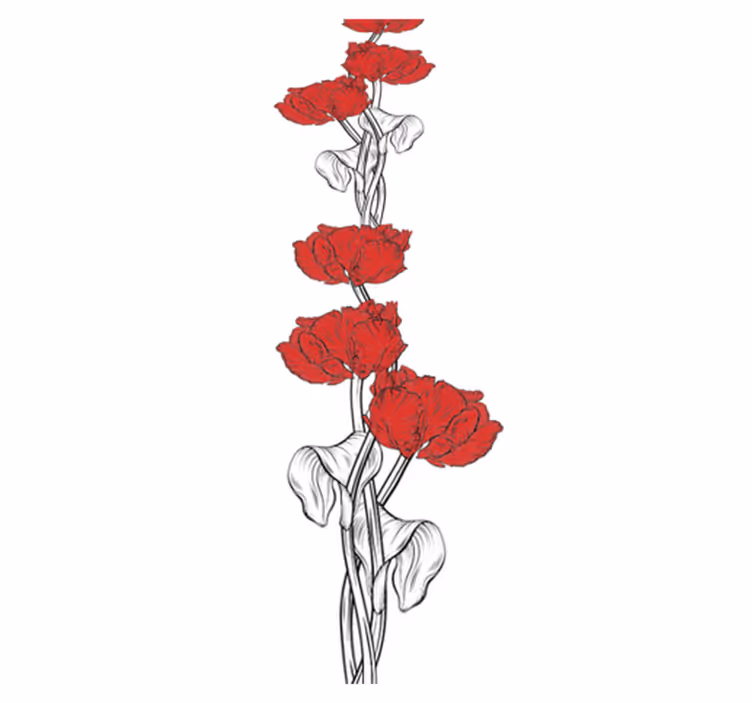 Vinyl tapijt slaapkamer rode verticale tulpen patroon - TenStickers