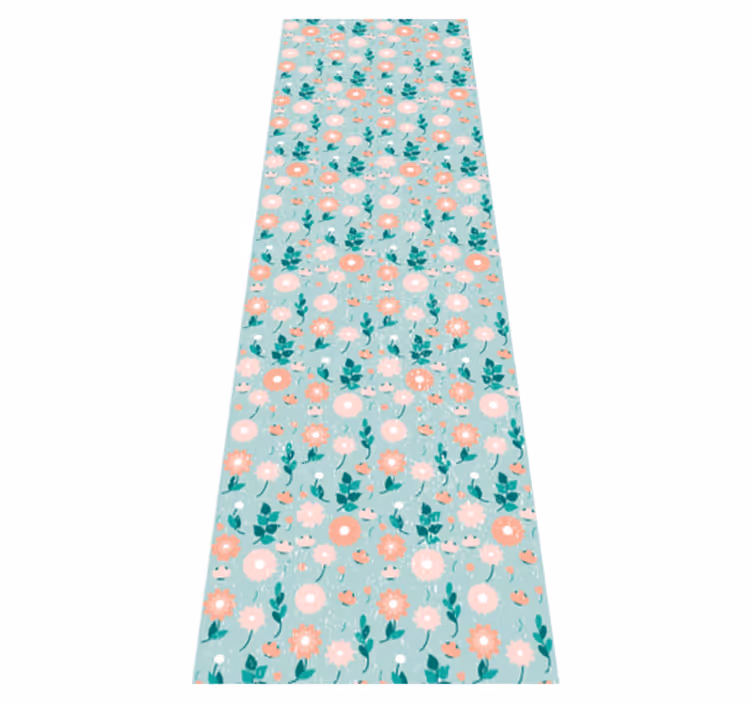 Vinyl tapijt slaapkamer blauw bloemen shabby chic - TenStickers