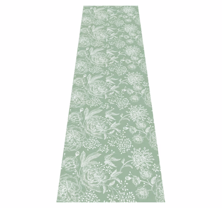 Vinyl tapijt slaapkamer groen bloemen grandmillenial stijl - TenStickers