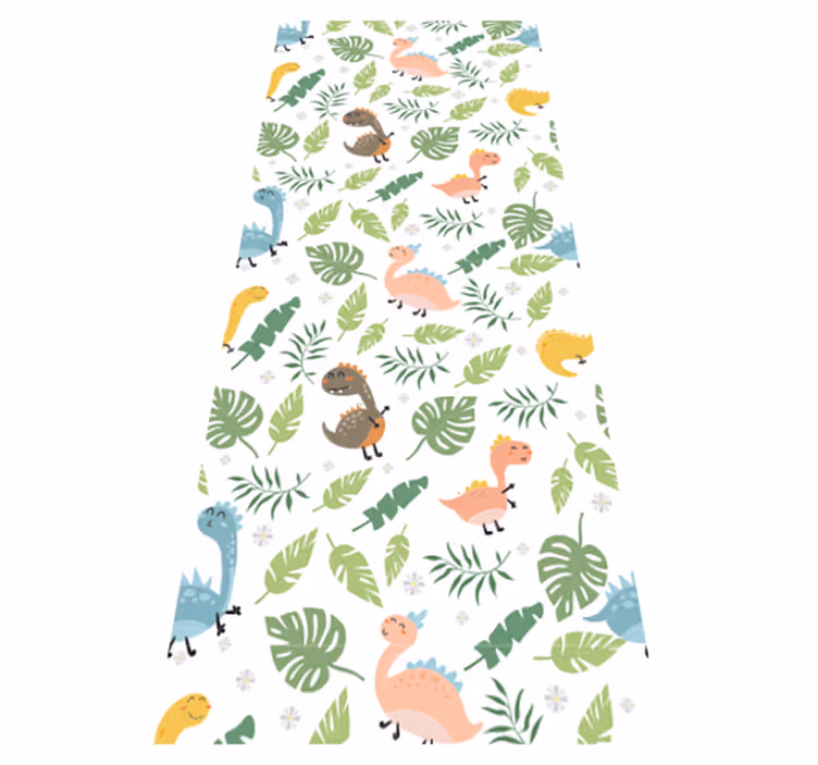 Vinyl tapijt slaapkamer pastel kleur bos met dinosaurussen - TenStickers