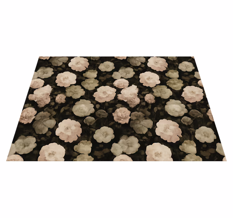 Vinyl tapijt slaapkamer donker retro bloemenpatroon - TenStickers
