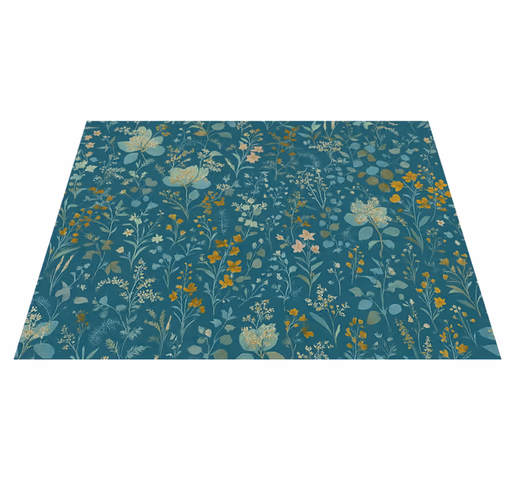 Vinyl tapijt slaapkamer bloemig vintage ontwerp blauw - TenStickers