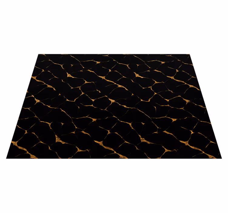 Vinyl tapijt slaapkamer zwart marmer met gouden scheuren - TenStickers