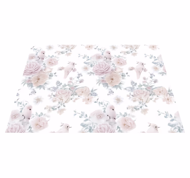 Vinyl tapijt slaapkamer grijs elegant bloemenontwerp - TenStickers