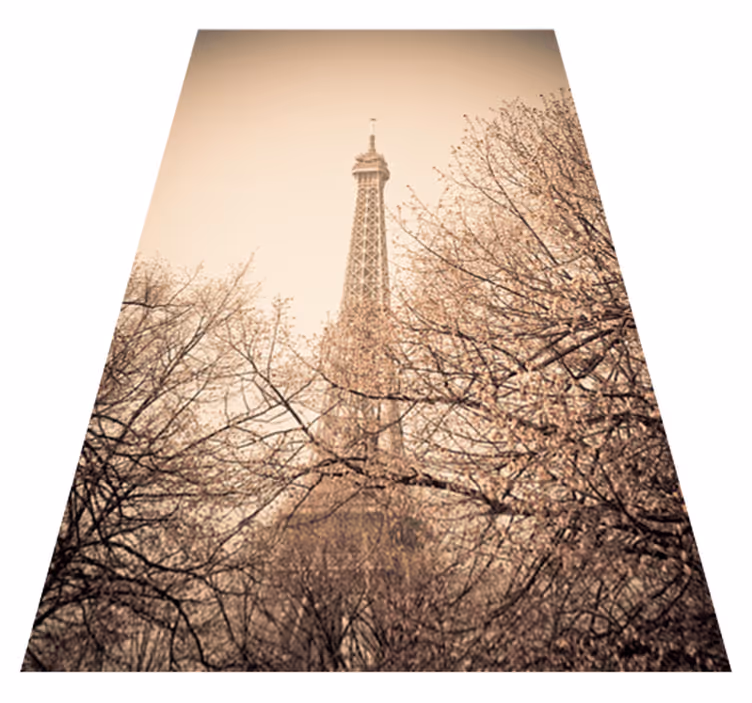 Vinyl tapijt slaapkamer foto eiffeltoren bomen - TenStickers