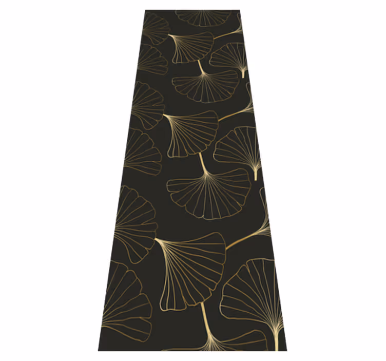 Vinyl tapijt kantoor ginkgo bladeren charcoal goud - TenStickers