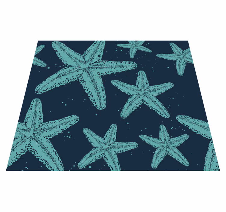 Vinyl tapijt slaapkamer starfish blauwtinten - TenStickers