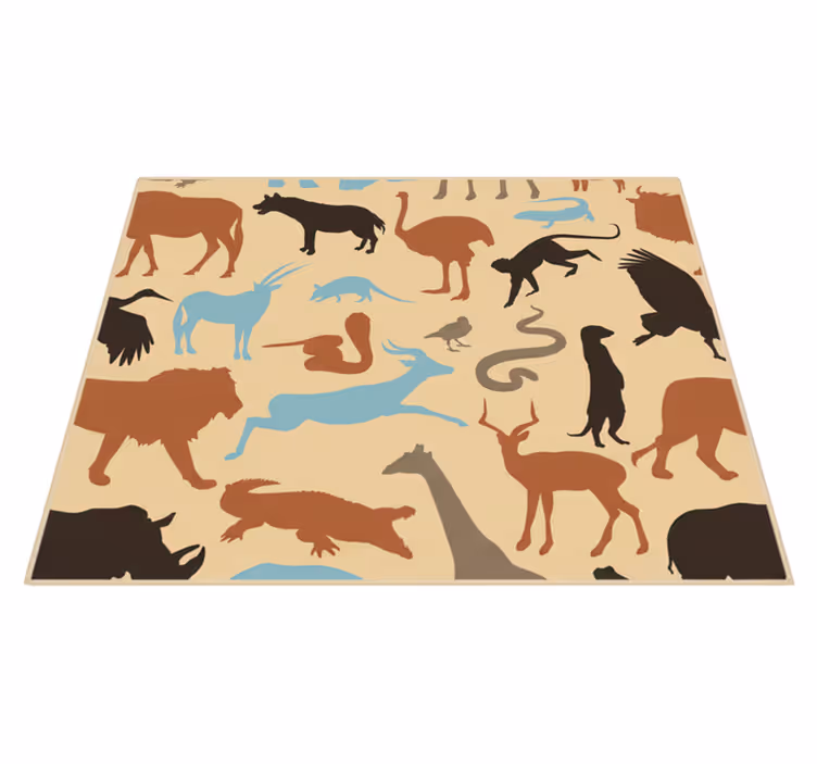 Vinyl tapijt slaapkamer silhouetten van safari dieren - TenStickers