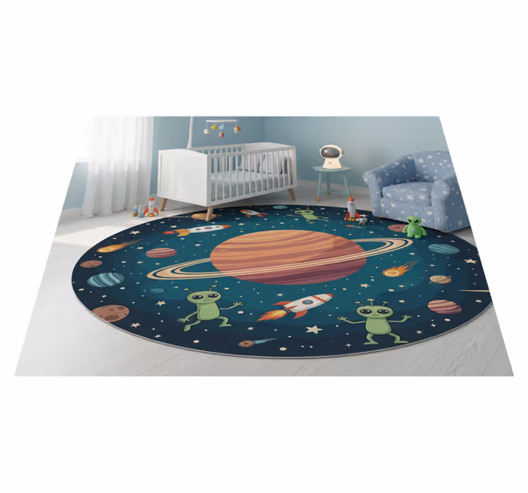 Vinyl tapijt slaapkamer nieuwe planeet met grappige aliens - TenStickers