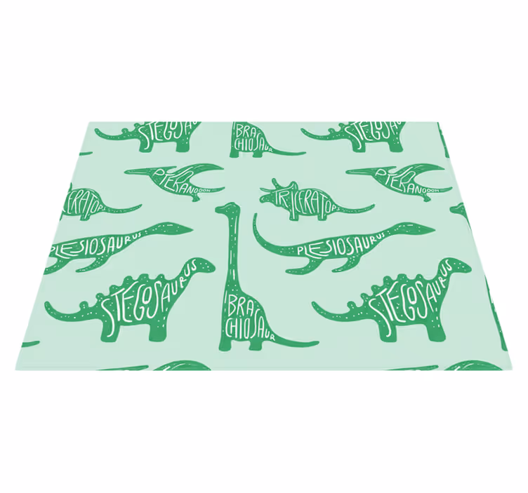 Vinyl tapijt slaapkamer groene dinosaurussen met namen - TenStickers