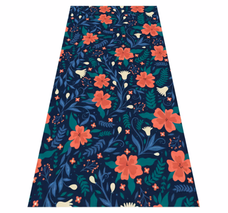 Vinyl tapijt slaapkamer met nordic stijl kunstbloemen - TenStickers