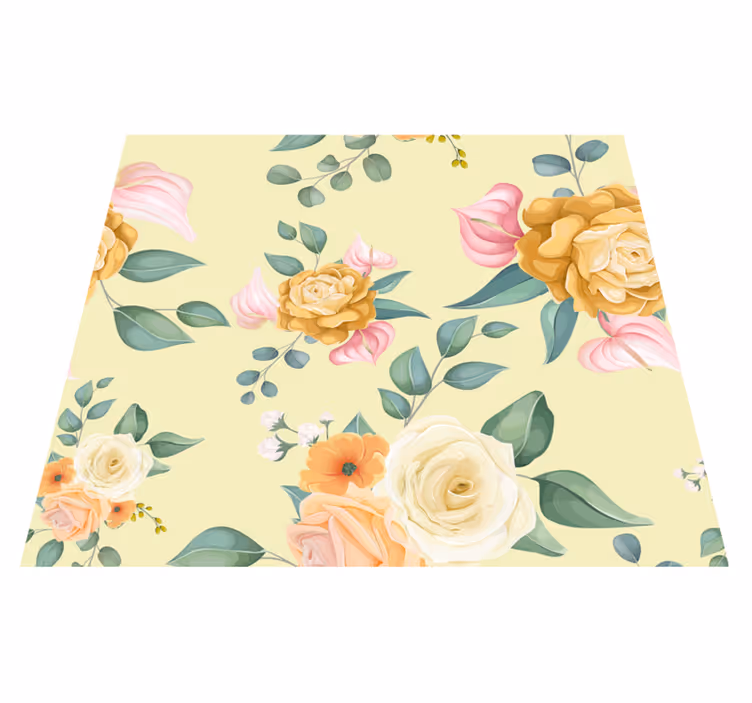 Vinyl tapijt slaapkamer gele rozen vintage stijl - TenStickers