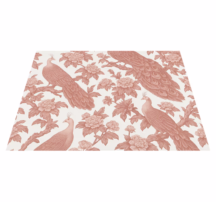 Vinyl tapijt slaapkamer met roze pauwen patroon - TenStickers