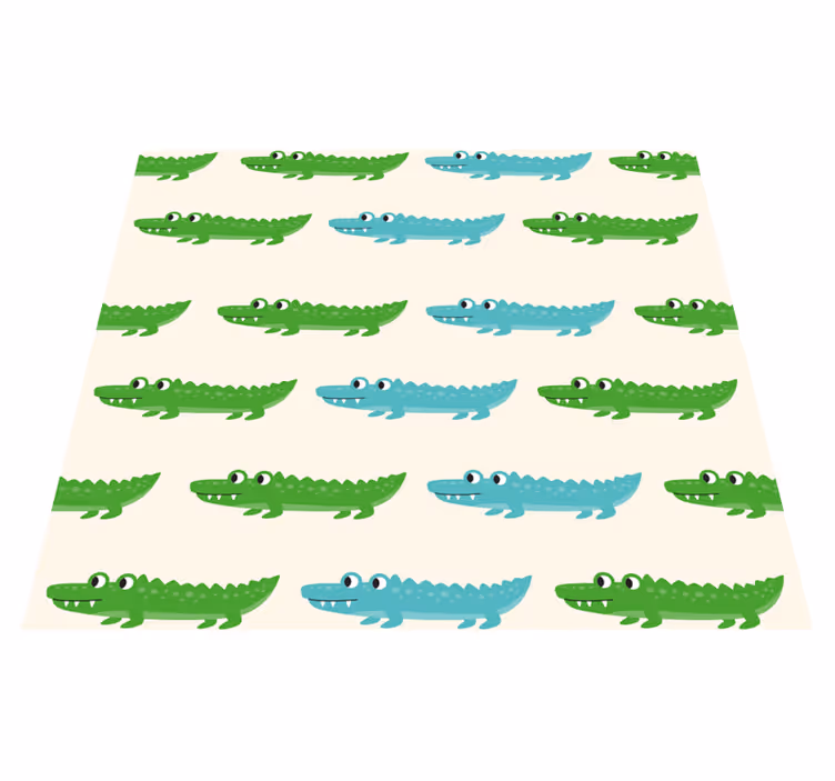 Vinyl tapijt slaapkamer kind krokodil groen blauw - TenStickers