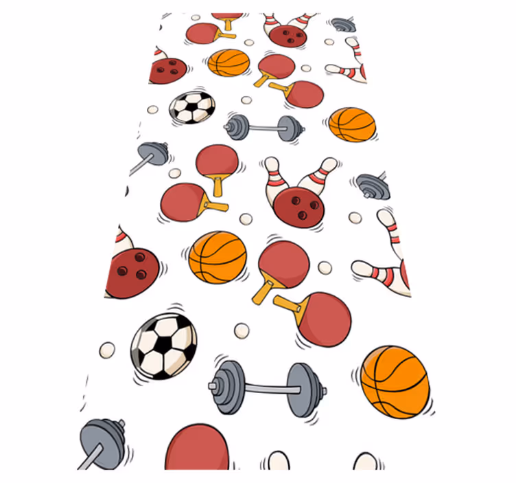 Vinyl tapijt slaapkamer sportuitrusting in doodle stijl - TenStickers