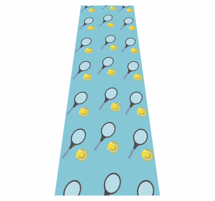 Vinyl tapijt slaapkamer met tennisrackets en ballenpatroon - TenStickers