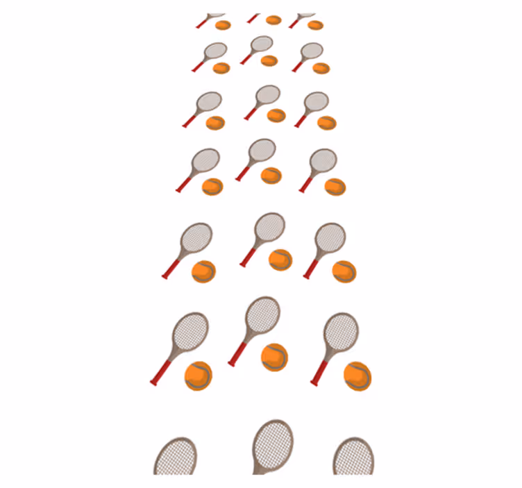 Vinyl tapijt slaapkamer met rackets en oranje tennisballen - TenStickers